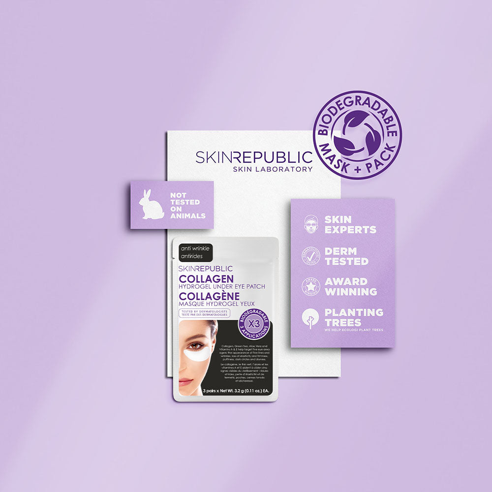 Anti-Wrinkle Collagen Hydrogel Biodegradable Under Eye Mask (3 Pairs)