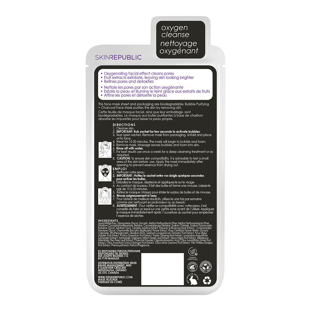 Cleansing Bubble Purifying Charcoal Biodegradable Face Mask