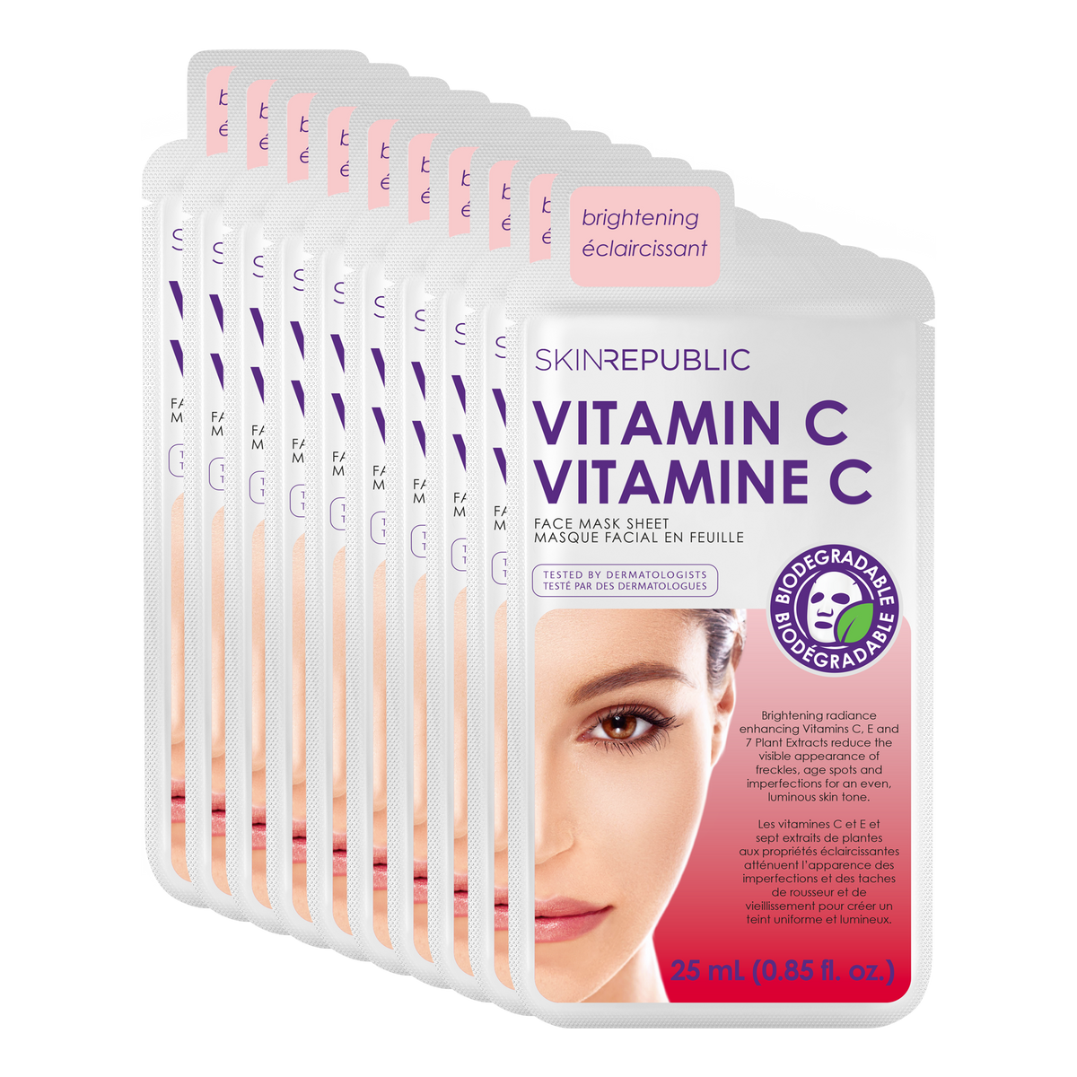 Brightening Vitamin C Face Mask Sheet 10 Pack Skin Republic